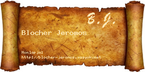 Blocher Jeromos névjegykártya